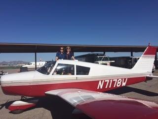 First time flight in a small aircraft for Noemi with General Manager Kim, in N7178W, one of our PA180s