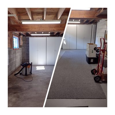 Walkout basement floor and walls painted.