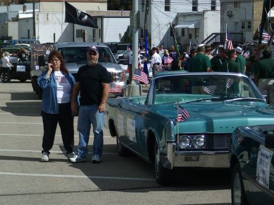 Getting ready for American Hero's Parade with Greg and Diana O.