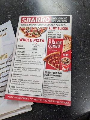 Menu flyer