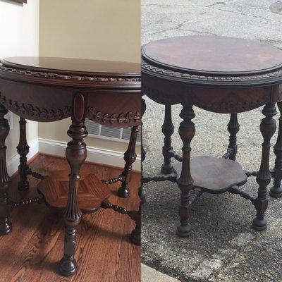 Foyer table that was dry and peeling. Came out looking brand new.