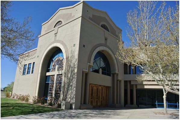 Front stained-glass windows.