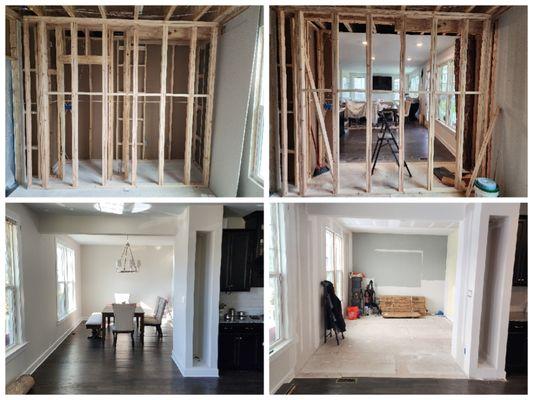 Open Concept. Demo partition and load bearing wall with finish