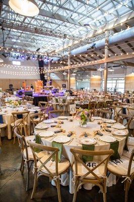 Circular Tables at Barn Reception