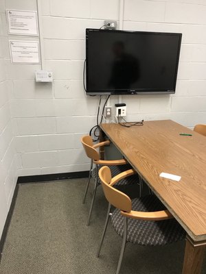 Study rooms available. To reserve, use the Smartpad on the wall outside the room, through your user on b/board, or go to library help desk.