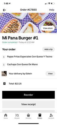 My order 12:22