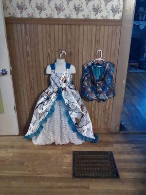 Snow camo flower girl gown and ring bearer vest