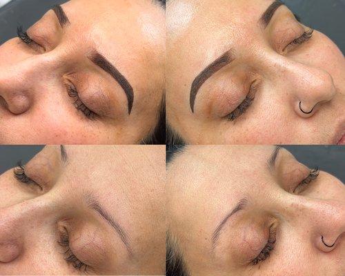 Before & After Ombre Powder Brow session. My client no longer has to spend a long period of time filling in her brows!