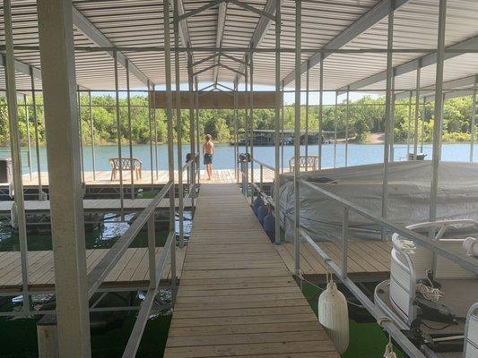 Dock with boats that are available to rent!