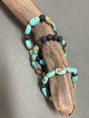 Turquoise and black lava bracelets