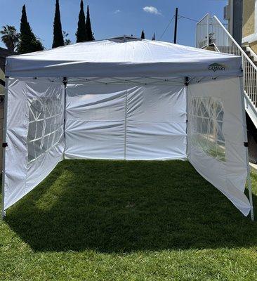 10x10 pop up tent with 3 walls