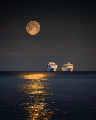 Two ships passing in the night. Really!