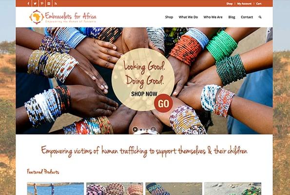 Client Site: Embracelets for Africa non-profit e-commerce website.