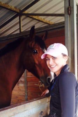 Hanging out with handsome Chase, the half-thoroughbred/half-Clydesdale. Love this gentle giant!