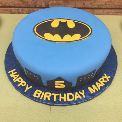 Batman theme birthday cake done by cakes by Michelle.