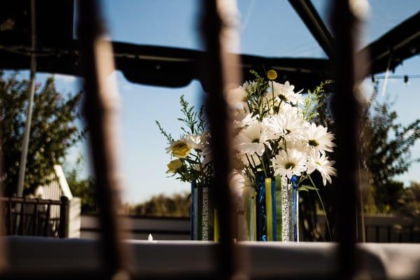 Beautiful wedding centerpieces made by Sonya and Sherri from Flowers & Plants, Etc.