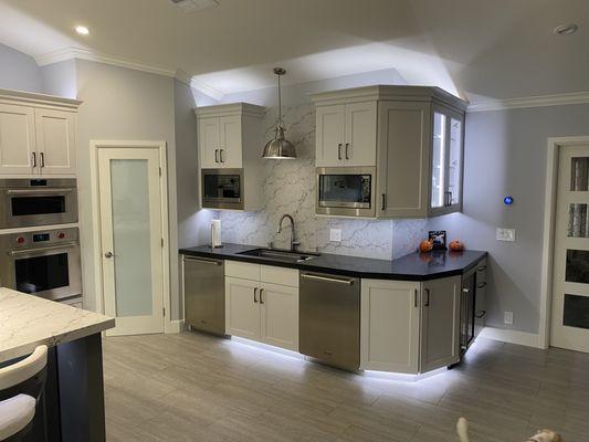 Large white and gray shaker kitchen