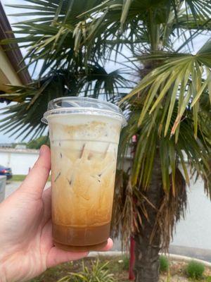 Iced shaken espresso with cold foam!