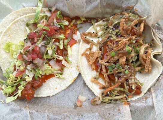 Buffalo chicken taco and general tso chicken