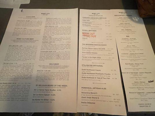 Craft Beer Menu March 08 2024