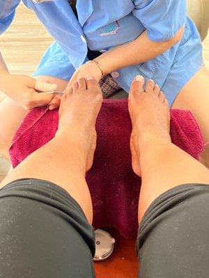 The Deluxe Pedicure was so relaxing. It includes scrub, hot stone massage, towel wrap & paraffin treatment.