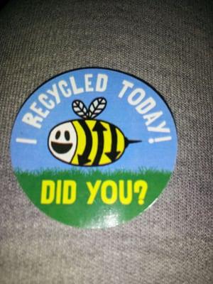 You get a cool sticker when you recycle. Kids love them!