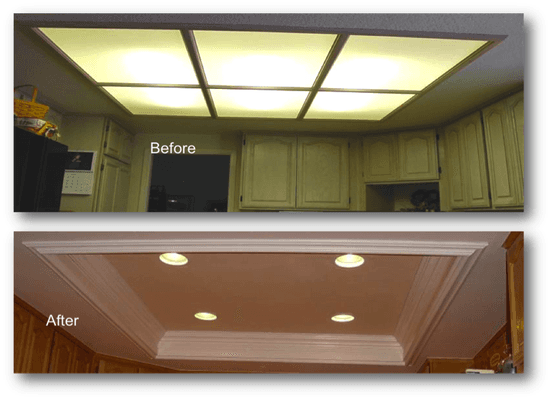 Before and After Recessed lighting installation