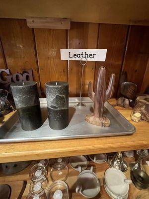 Leather smell candles