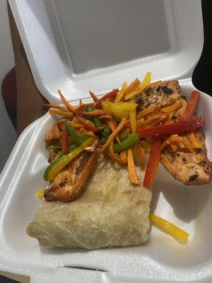 Jerk Salmon n roti