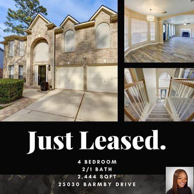 JUST LEASED! In Spring, TX Congratulations to my client who secured a new place to call HOME.