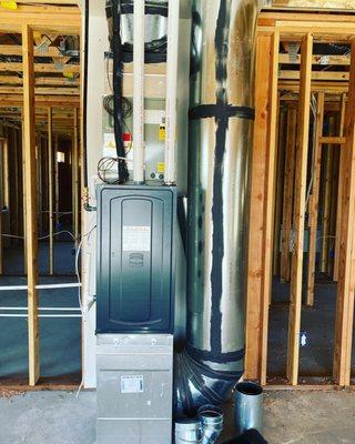 New Construction Gas Furnace And Ductwork.