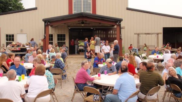 The annual Spring Cookout (3rd Saturday in April) in front of the barn