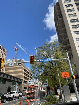 Large crane erection downtown 4/17/21