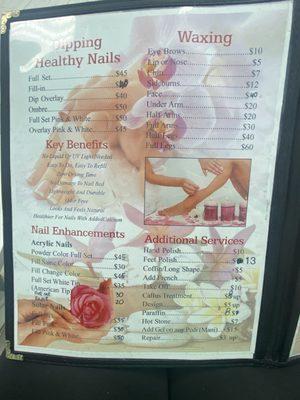 Nails, waxing and other add ons.