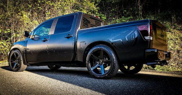 Fresh color change wrap on our companys Nissan Titan.