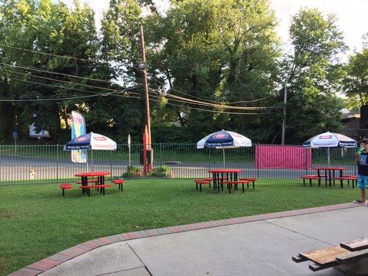 Nice outdoor seating for sweet summer treat eating