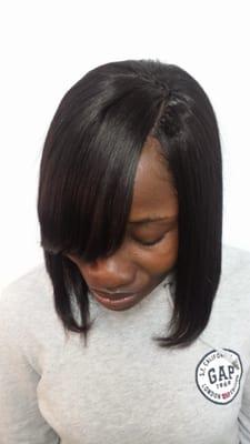 Full head weave with side invisible part