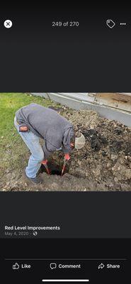 Digging hole for deck post.