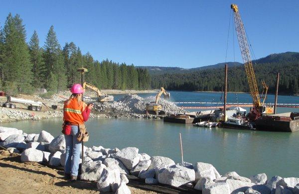 Surveying at Bass Lake, CA.