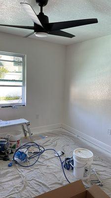 We change the window and took the popcorn ceiling off and did knockdown texture and paint it. This photo shows the texture and paint.