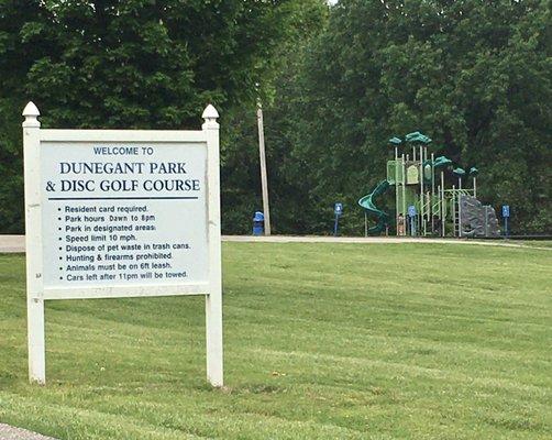 Second playground in background. The park has an 18-hole disc golf course.