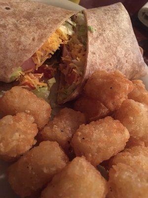 Ham & Turkey deli wrap with tots