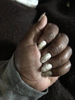 I needed White with gold and silver. These are gel nails from Letoile Nail and Spa. Awesome work and fully satisfied!