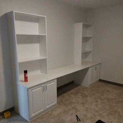 After photos of Computer Desk/ with table Shelves Assembly!