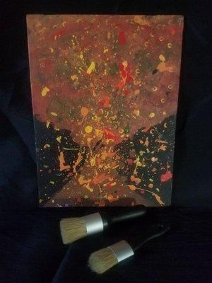 Acrylic splatter painting on canvas board.
'Fall' an original by Jaylin