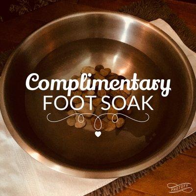 Complimentary foot soak