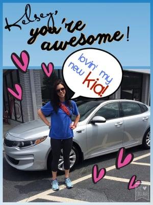 Shout out to our new friend, Kelsey! She recently took home this beautiful 2015 Kia Optima LX. Thanks again!