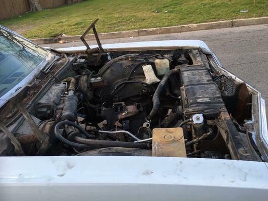 1969 Buick Lesabre removal of 427 engine and 400R transmission.. Going back with a different engine and transmission