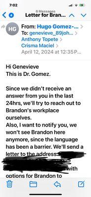 Proof of the doctor turn away a patient that has a translator