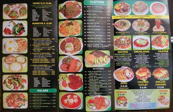 Menu as of October 2021